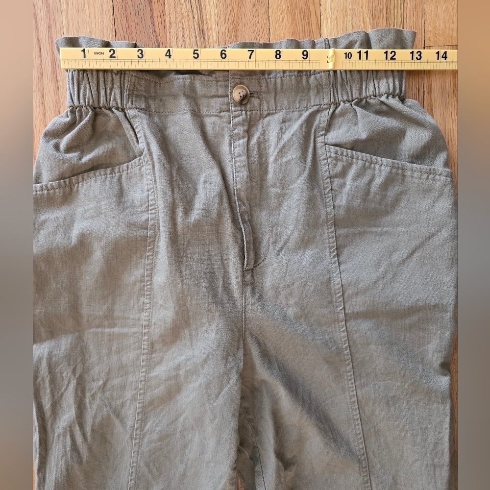 Madewell Khaki High Waisted Paper bag Pants Size 25 Straight Leg - Picture 3 of 6